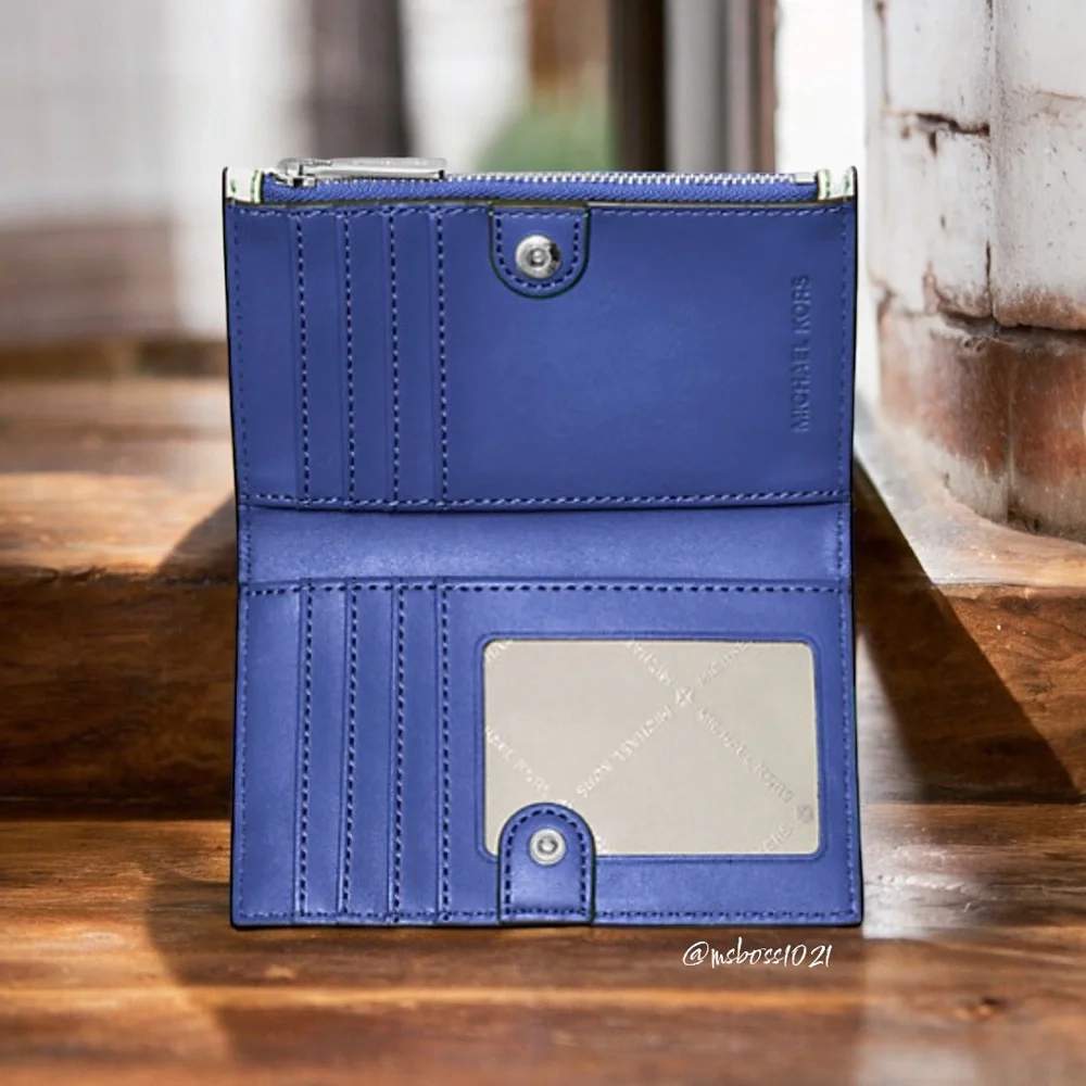 Michael Kors Small Saffiano Leather Card Case Wallet in Cobalt Multi_2